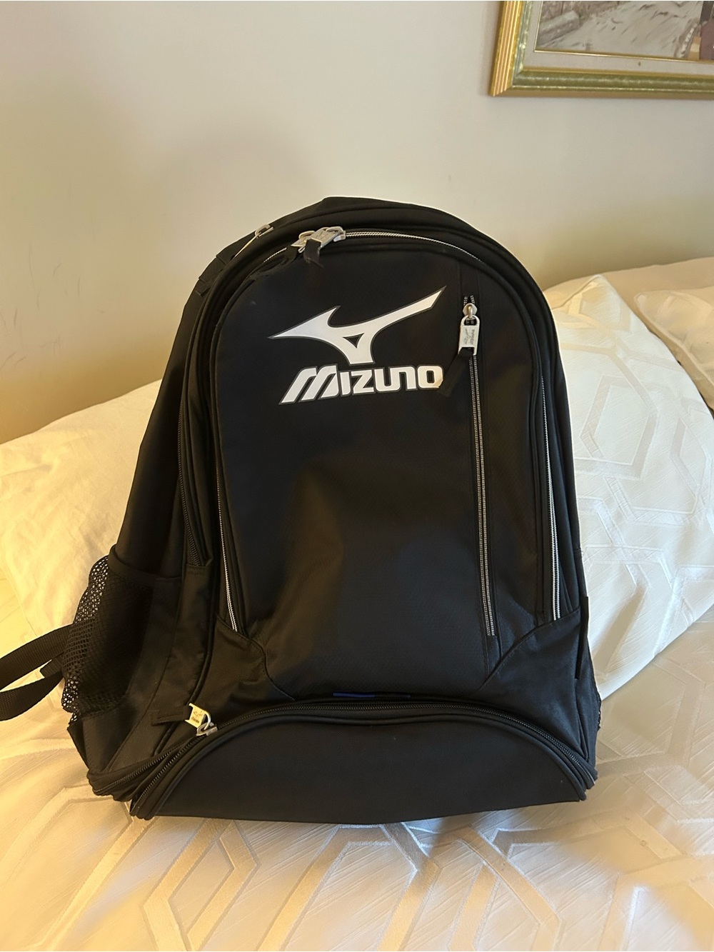 Mizuno Black Athletic Backpack with White Logo